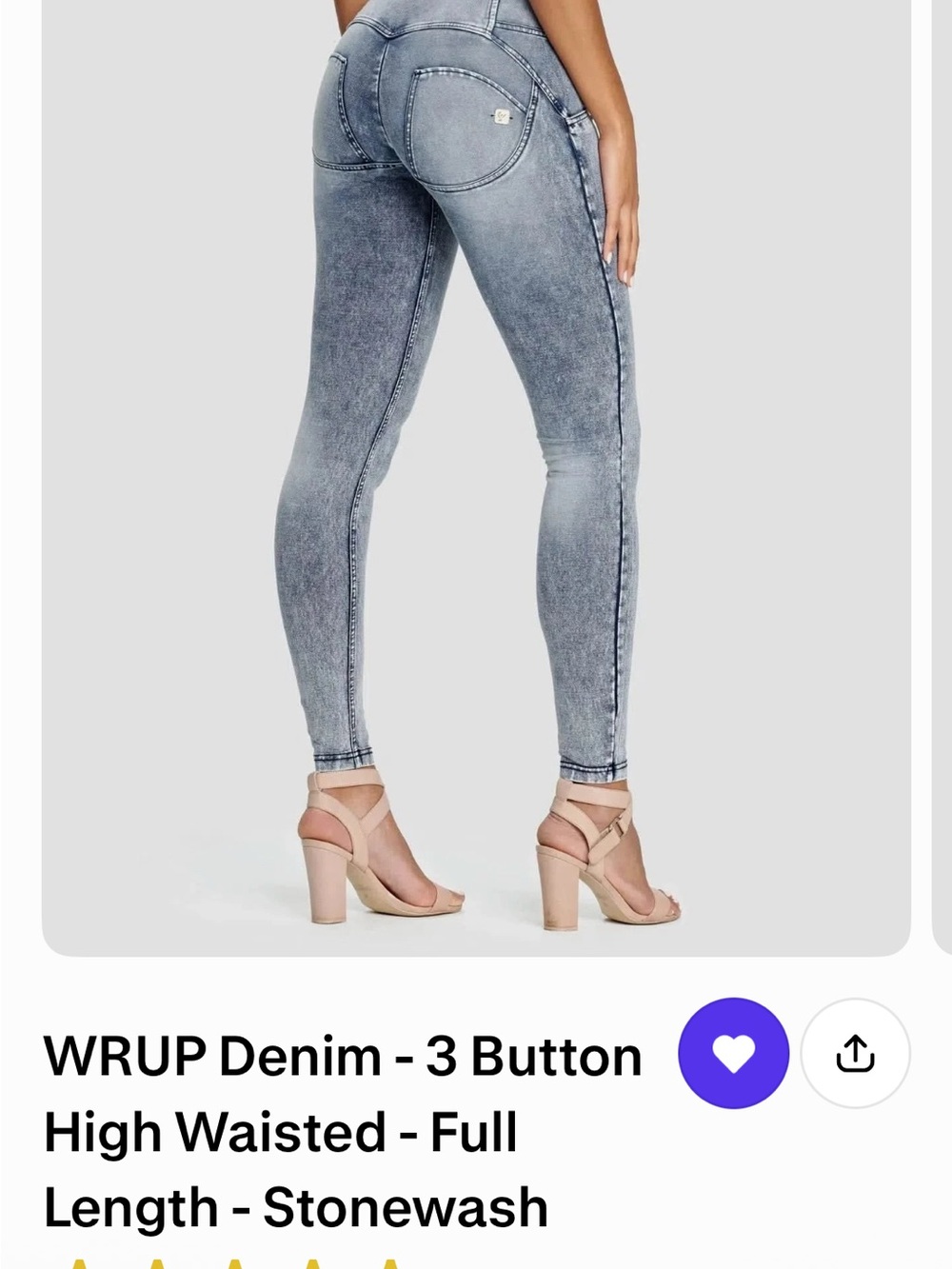 ISO WRUP Denim - 3 Button
High Waisted - Full Length - Stonewash size 6/M